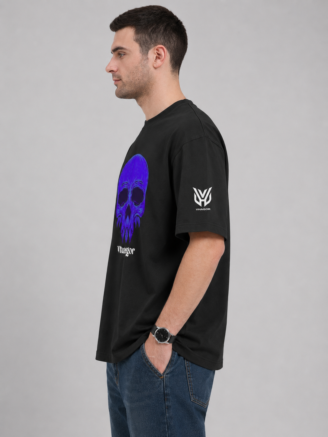 Skull Vhagor Printed Oversized Classic T-Shirt