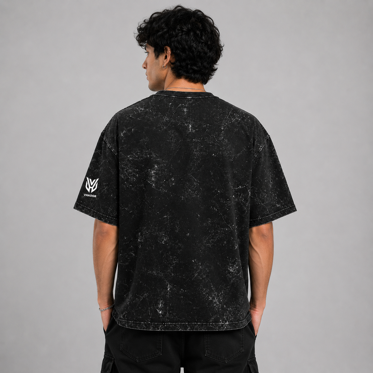 Never giveup Acid Washed Oversized Tee