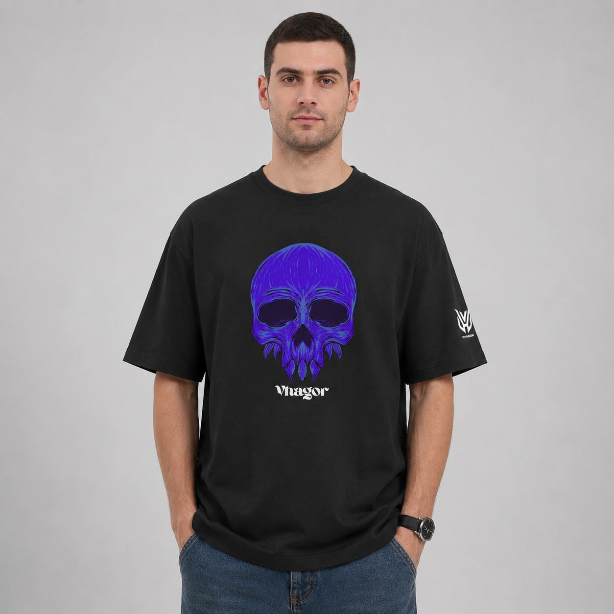 Skull Vhagor Printed Oversized Classic T-Shirt