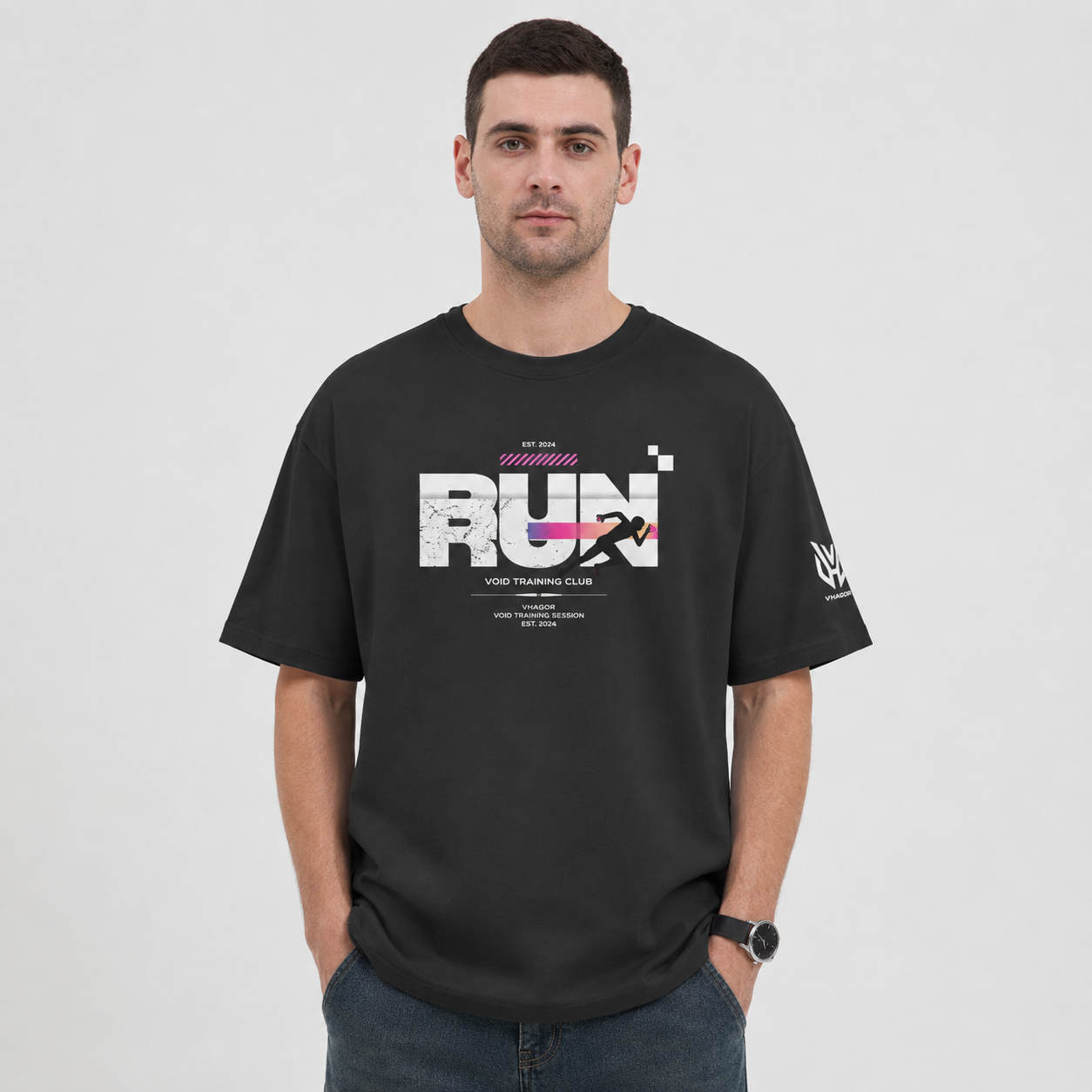 Run Printed  Oversized Standard T-Shirt