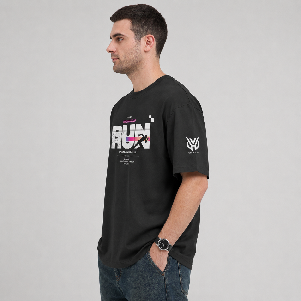 Run Printed  Oversized Standard T-Shirt